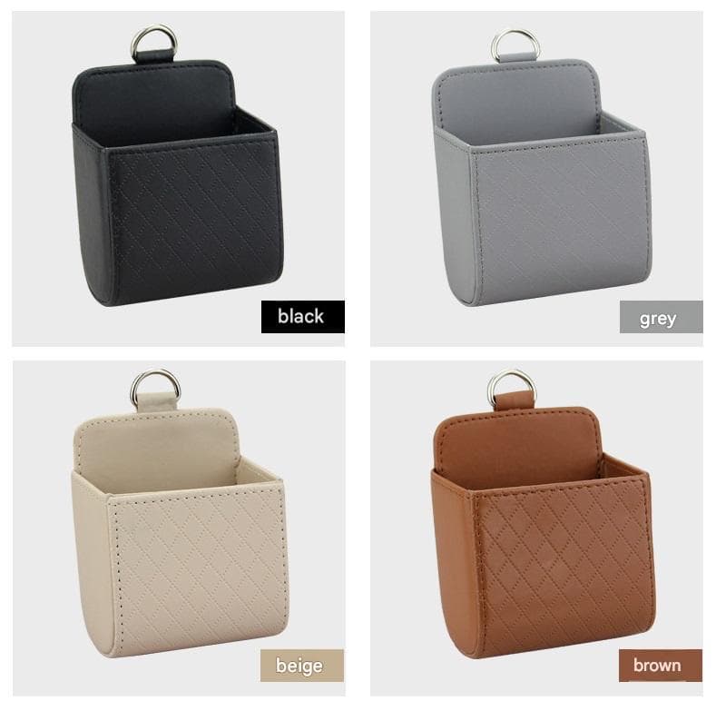 4-piece Black and Brown and Beige and Grey - Leather Car Air Vent Storage