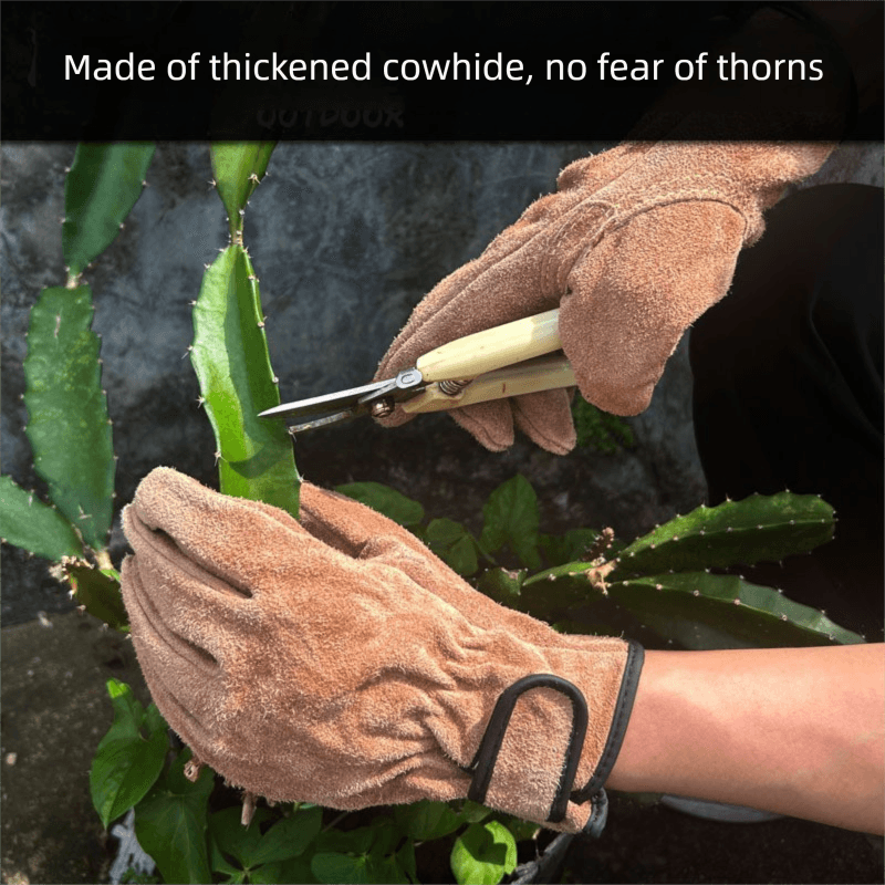 Size M Heavy-Duty Cowhide Protective Gloves with Heat-Resistant