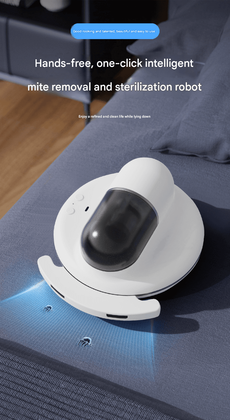 White Automatic Intelligent Walking Mite Removal Robot - UV Sterilisation