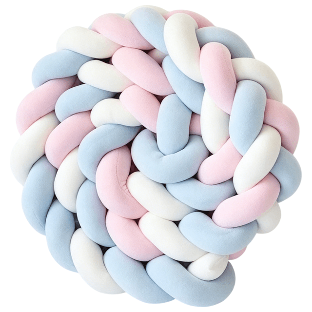 White & Blue & Pink 2M Nordic 3-Strand Hand-Braided Knot - White Blue Pink