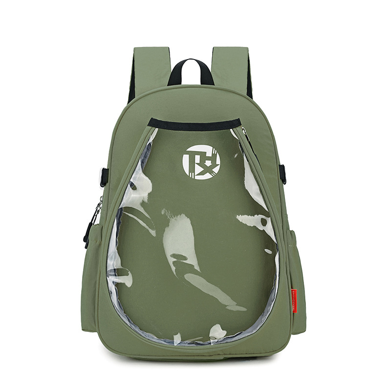 Green Sports Racket Backpack - Lightweight Casual Travel Bag with Separate