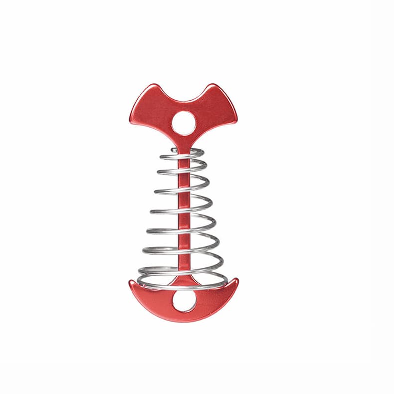 Red Fishbone Spring Tent Pegs - 5 Pack Outdoor Camping Stakes for Tent Guy