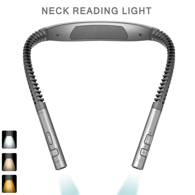 Silver and Grey LED Rechargeable Ergonomic Neck Reading & Running Light