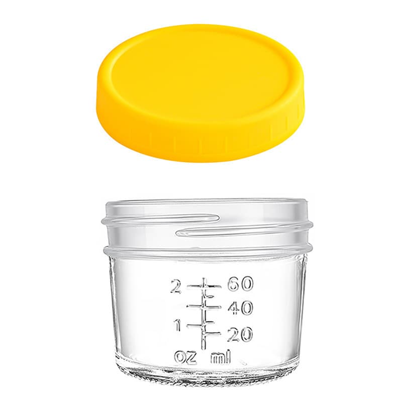 Yellow lid 4oz Glass Storage Jars with Leakproof Lids and Measurement Marks