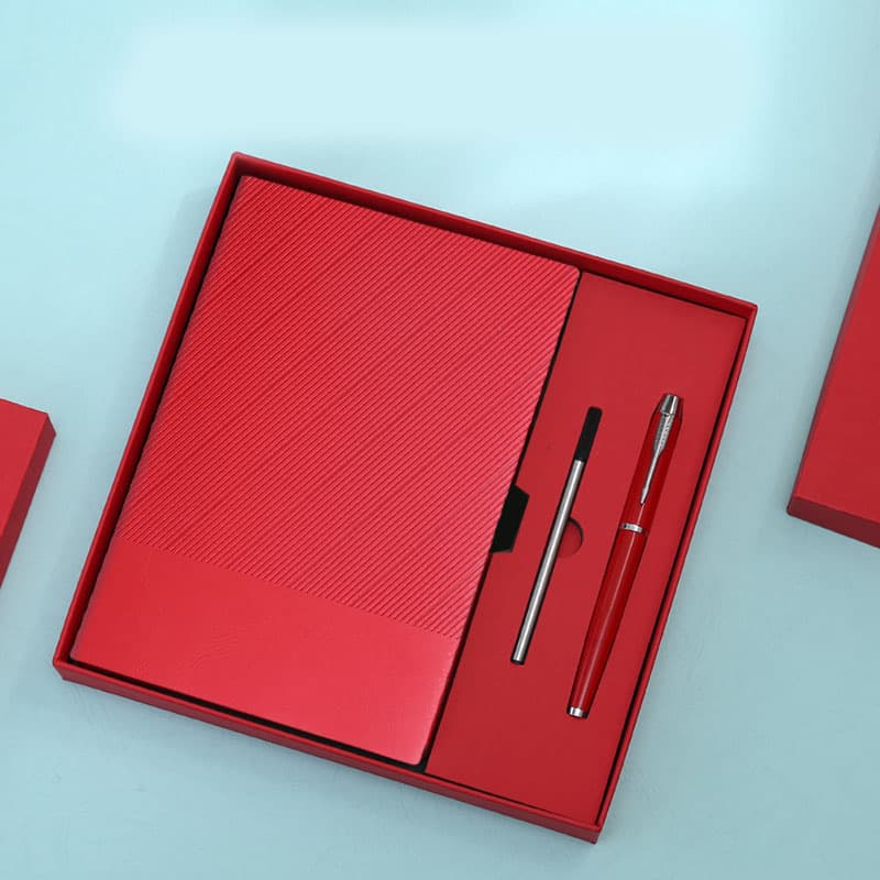 Red A5 Notebook and Pen Gift Set Business Journal Office Writing Diary