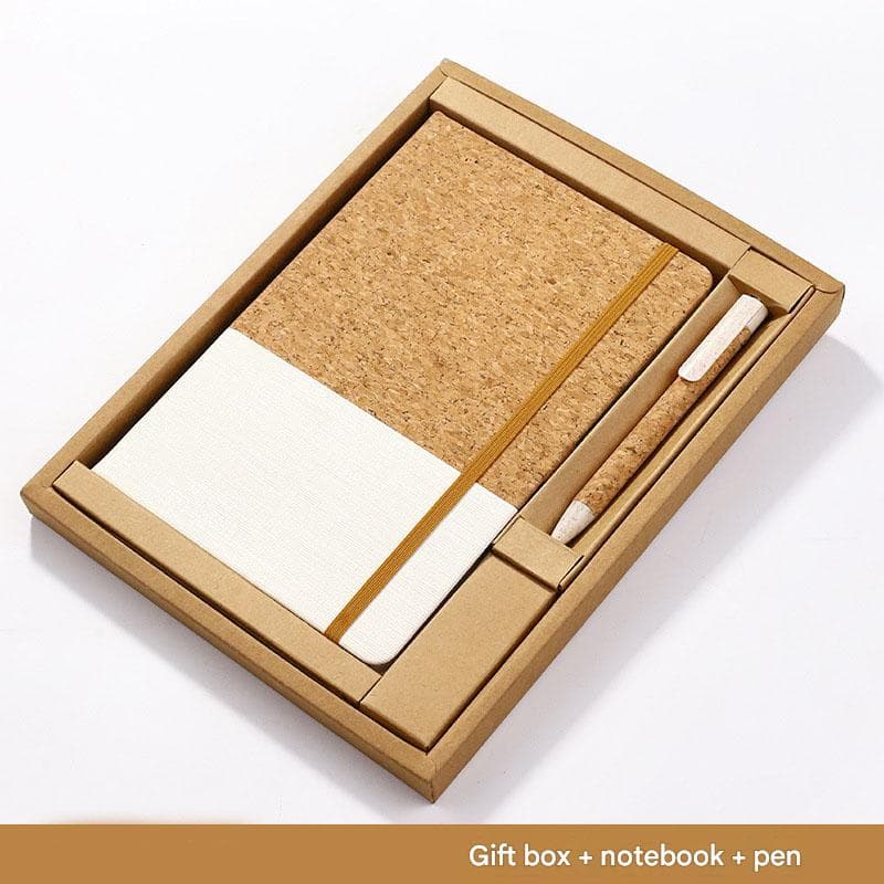 White Eco-Friendly Cork A5 Notebook Gift Set with Matching Pen Business