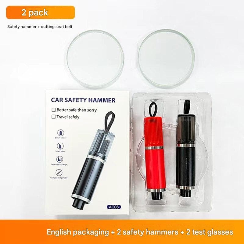 2-piece Black and Red 2-in-1 Car Window Breaker - Piece Black Red