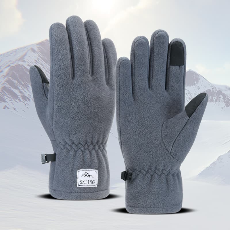 Grey Winter Thermal Touchscreen Gloves - Outdoor Cycling Skiing Driving