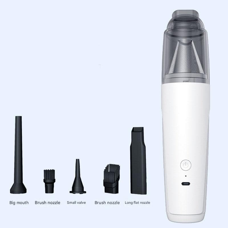 White Portable Handheld Vacuum Cleaner - Cordless USB Rechargeable Mini Dust