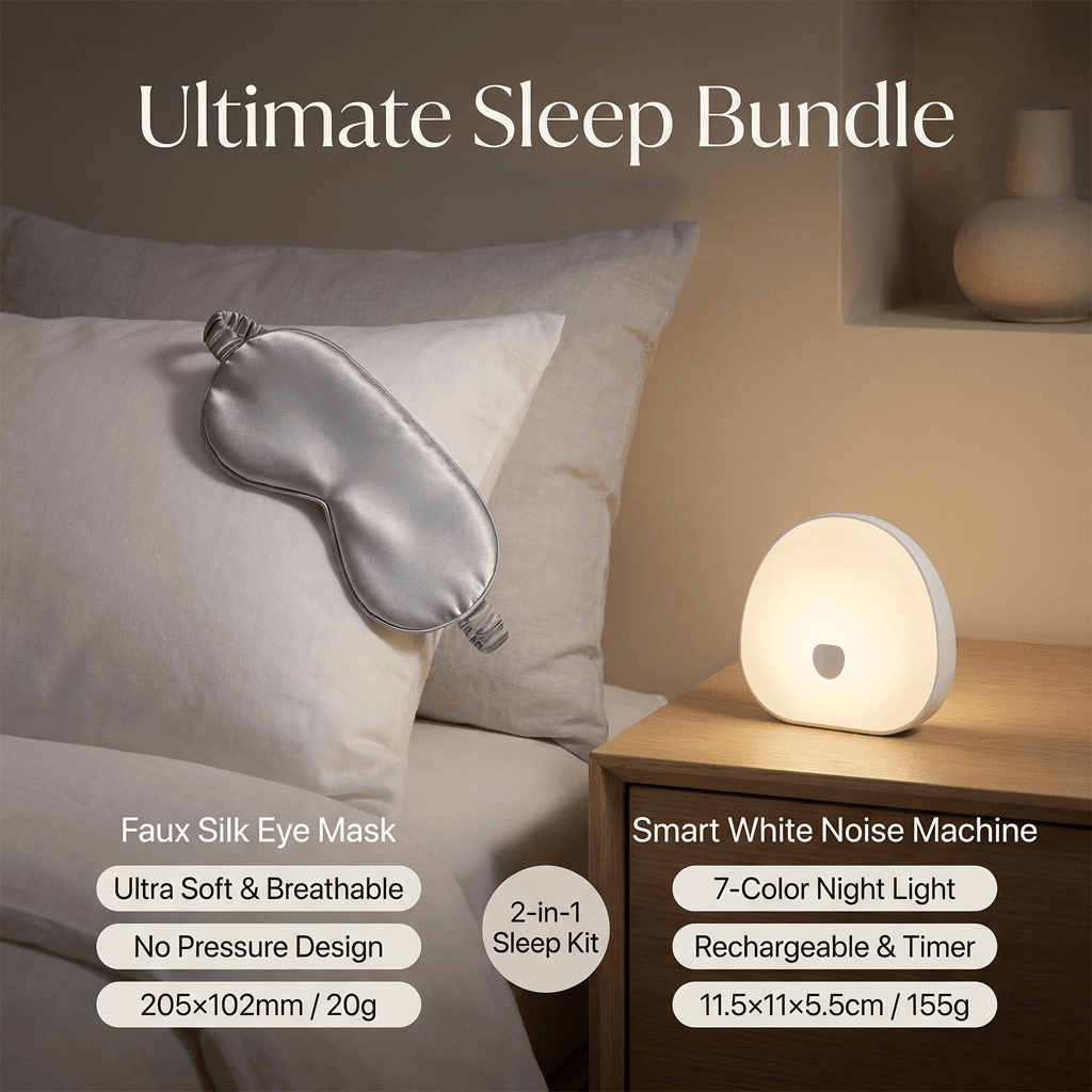 Nighttime Anxiety Relief & Relaxation Set - Grey Imitation Silk - Grey White