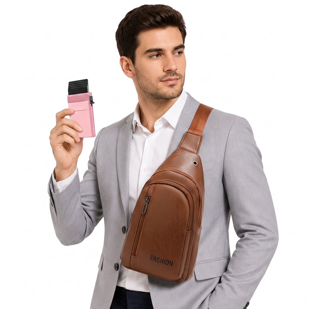 Office Commuter Business Set-Light brown Men's - Light brown and Pink