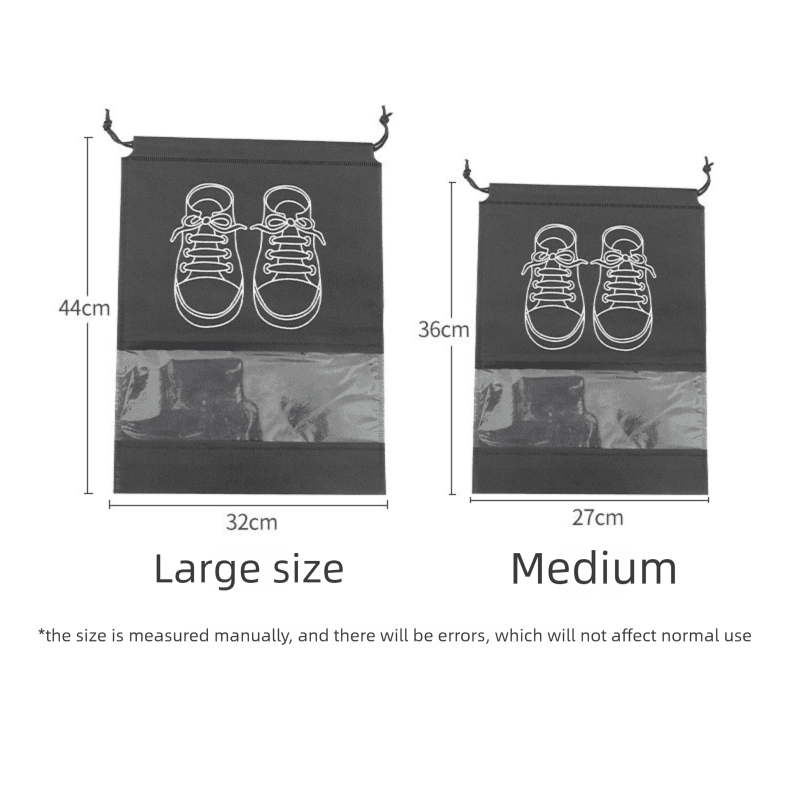 50-Pack Shoe Storage Bags - 25 Medium and 25 Large - Non-Woven Dust-Proof