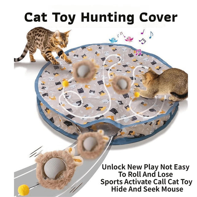 Interactive Hunting Hidden Prey Cat Toy Set - Grey Plush Automatic Moving