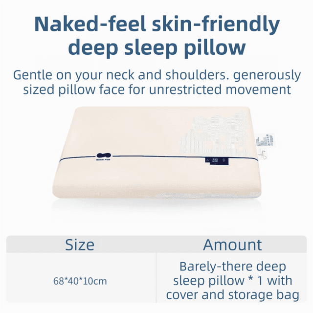 Beige Deep Sleep Slow Rebound Memory Foam Pillow with Washable - Beige 10 cm
