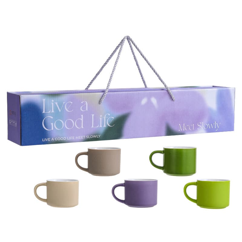 5-piece "Colorful One-Shot Mug" Ceramic Mug Set - Nordic color scheme