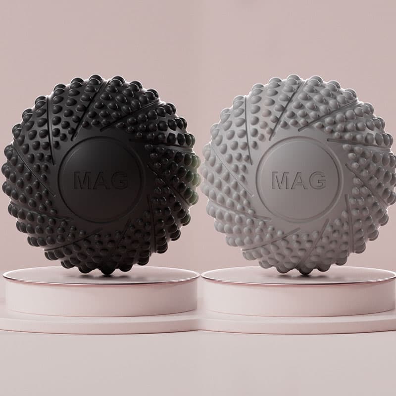 2-Pack Black and grey Spiky Fascia Massage Balls - Portable TPE - Black grey