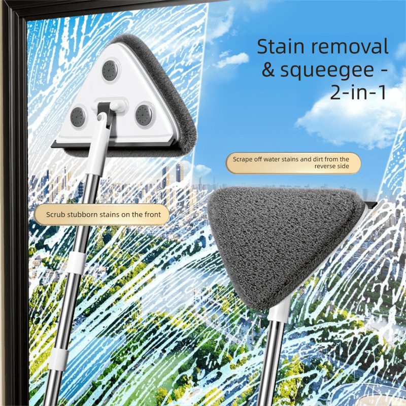 Adjustable Triangle Cleaning Mop 119 cm Long Handle Window Squeegee Wall