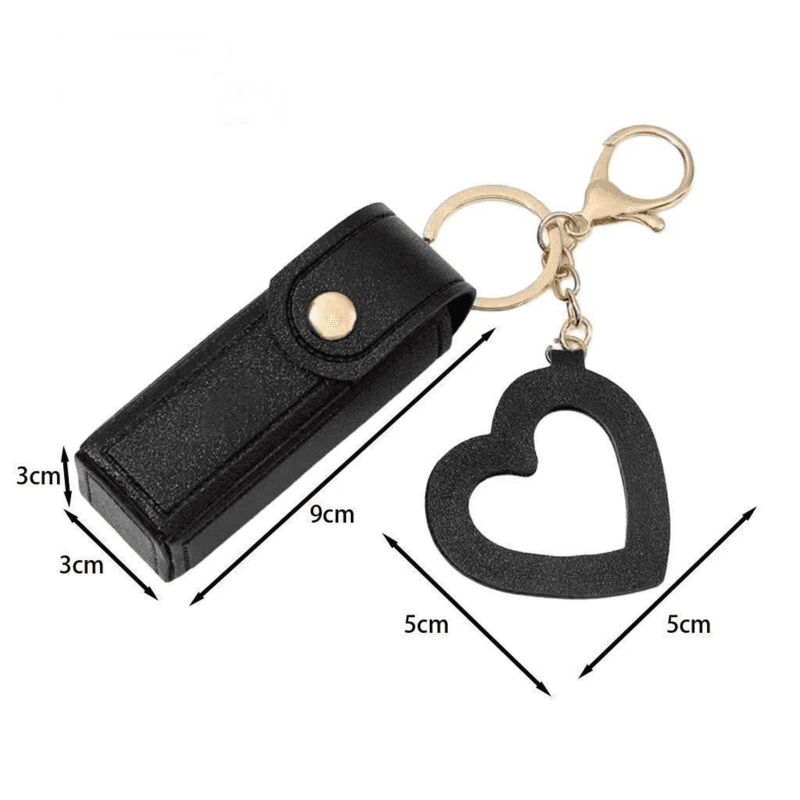 Pink Portable Lipstick Case with Heart Mirror & Keychain - 3-Pack
