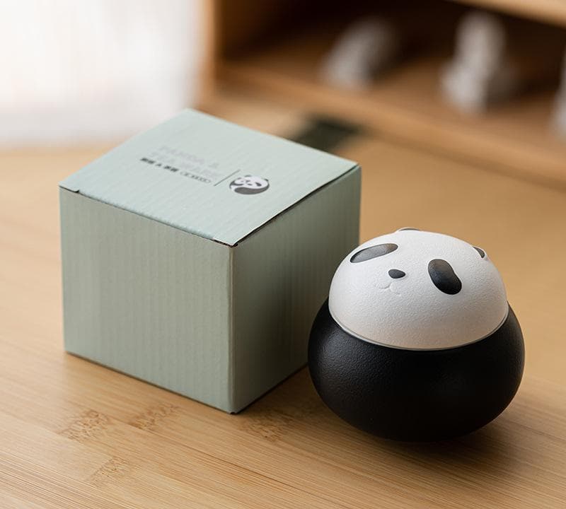 Artisanal Animal-Shaped Ceramic Tea Storage Jar with Gift Box - 140 - Black