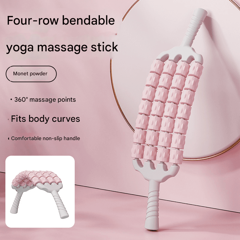 Pink Four-Row Bendable Massage Roller - Muscle Relaxation and Sensory