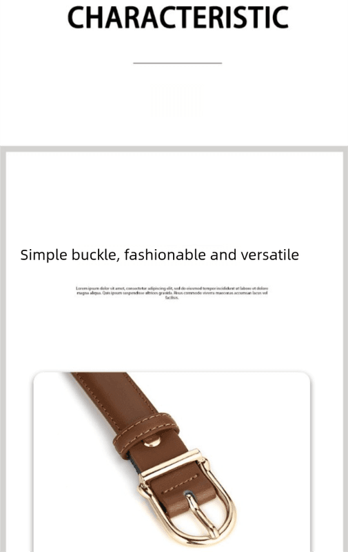 Women's Genuine Leather Thin Belt 2.3 cm Width Minimalist Gold D-Shaped
