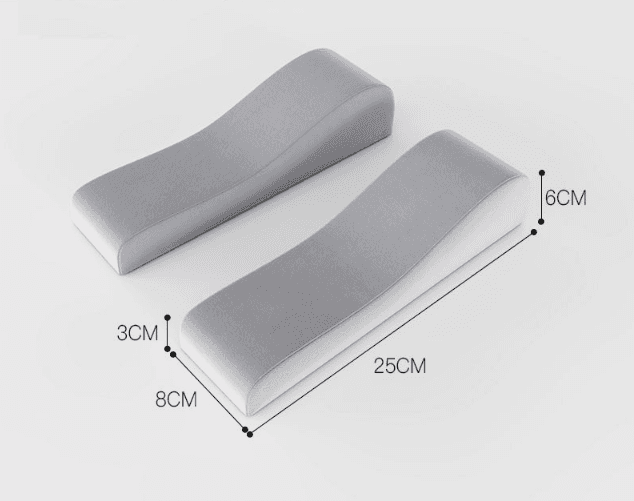A pair of Memory Foam Chair Armrest Pads Curved Elbow Support Cushion Grey