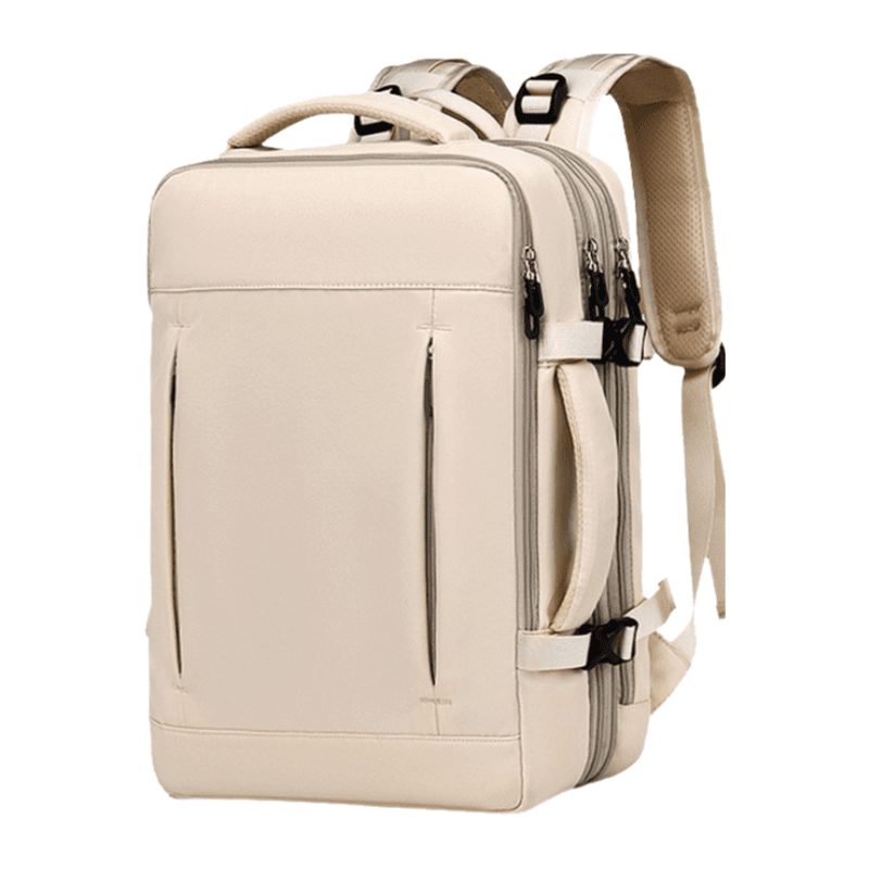 Beige Expandable Travel Laptop Backpack with USB Charging Port - 45 × 32 cm