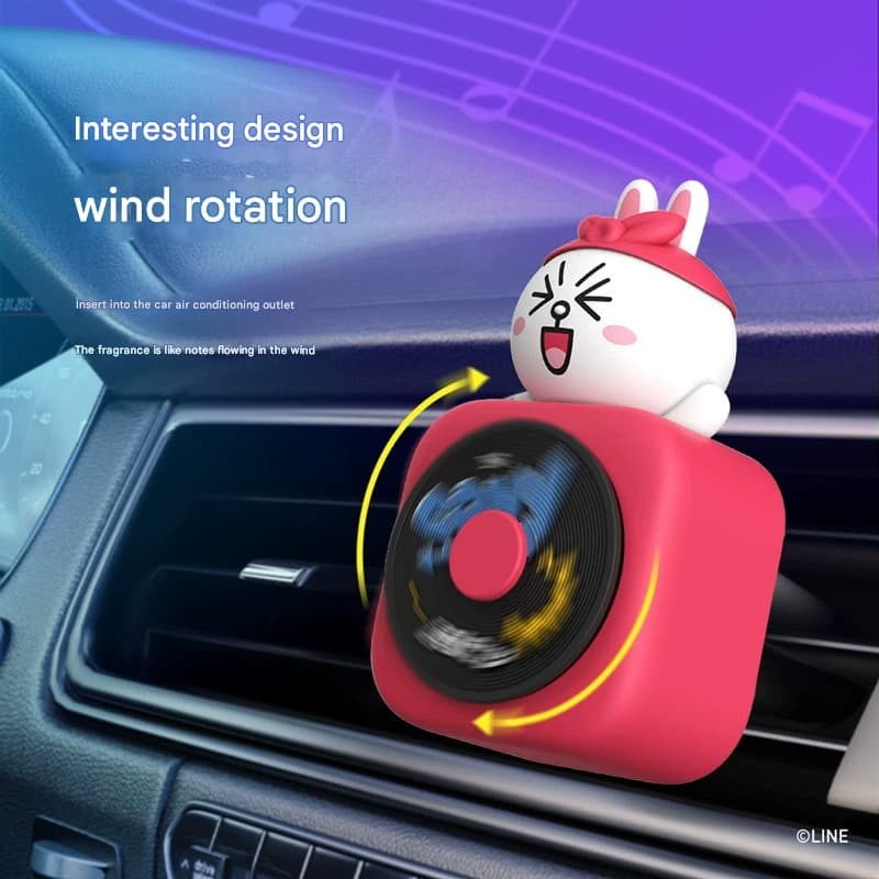 Car Air Freshener - CD Player Design with Spinning Record - Brown Bear
