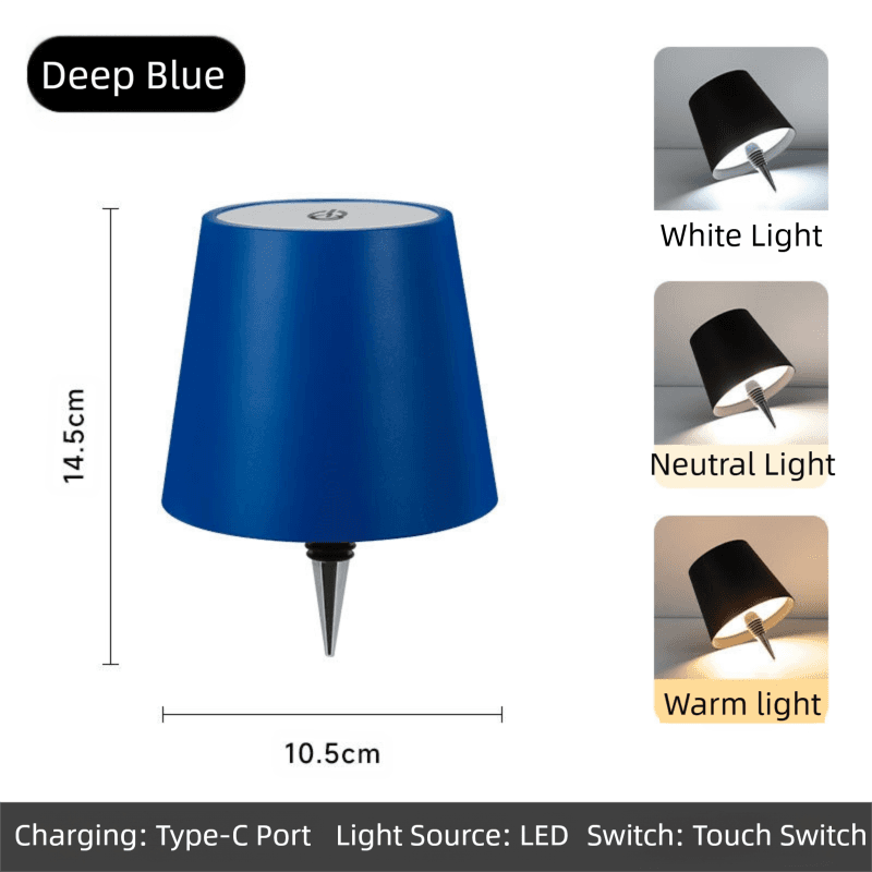 Deep-Blue Cordless Tri-Color Wine Bottle LED Lamp - Deep Blue