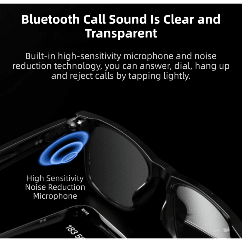 Black Ultra-Light AI Smart Sunglasses - Immersive Stereo Sound, Clear Noise