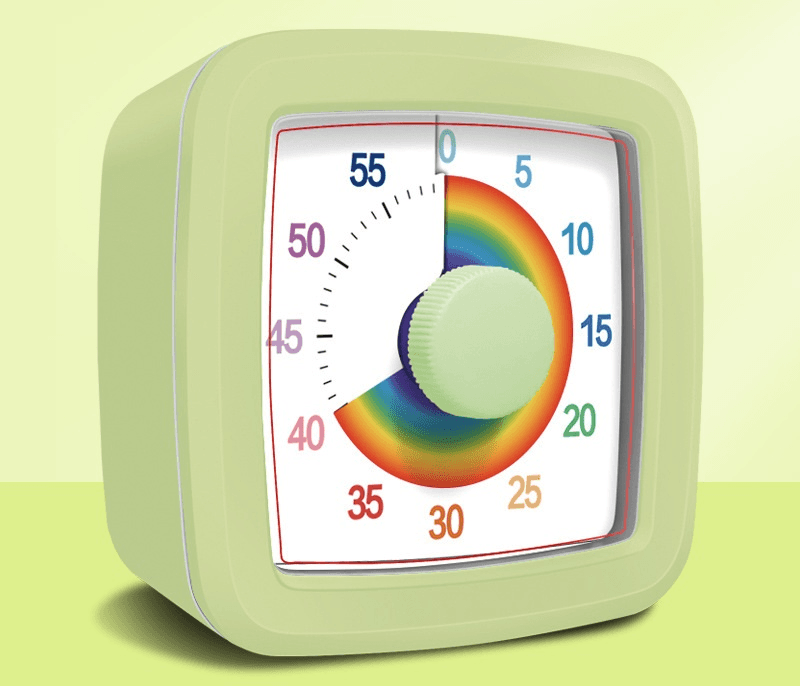 Green Visual timer for kitchen - a 60-minute rainbow countdown timer, silent