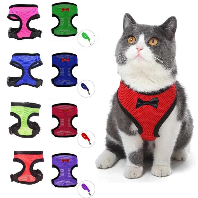 2-Pcs Green Adjustable Pet Harness with Leash - Breathable Mesh - Size:M