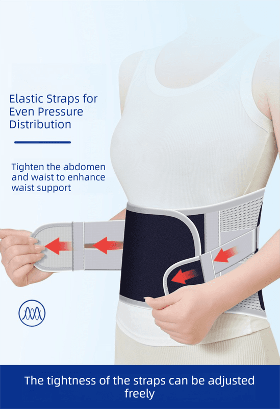 Size M Grey Wide Breathable Lumbar Support Belt - Adjustable Back Brace