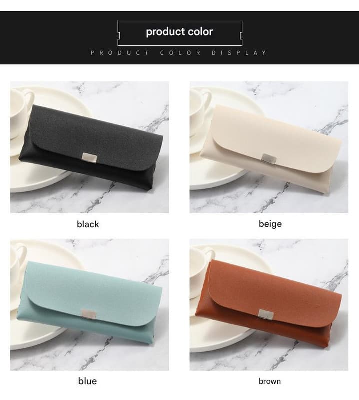 Black PU Leather Eyeglass Pouch Set (3-Pack) - Slim Protective Case