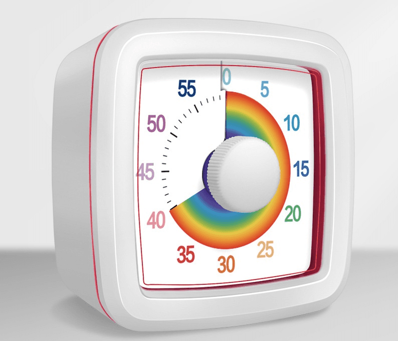 White Visual timer for kitchen - a 60-minute rainbow countdown timer, silent