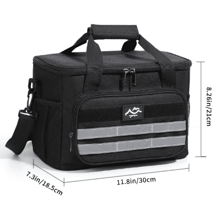 Black Versatile Large-Capacity Picnic Insulated Bag - Detachable Shoulder