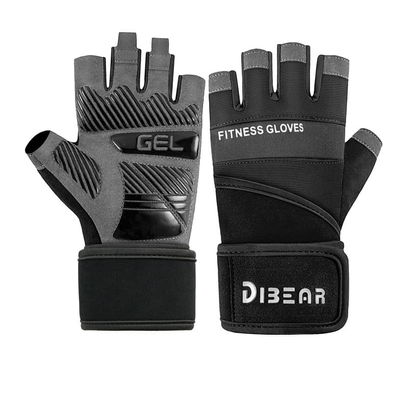 Size S Black Heavy Duty Workout Gloves with Wrist Support - Anti-Slip Gel