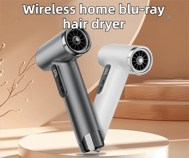 White Wireless Rechargeable Hot & Cold Hair Dryer - Lightweight Portable