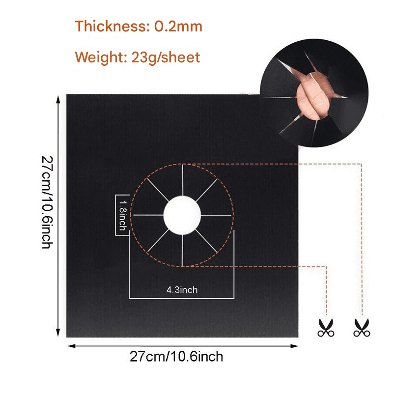 2-Piece Black Reusable Oil-Proof Teflon Stovetop Burner Liners - 2 Black