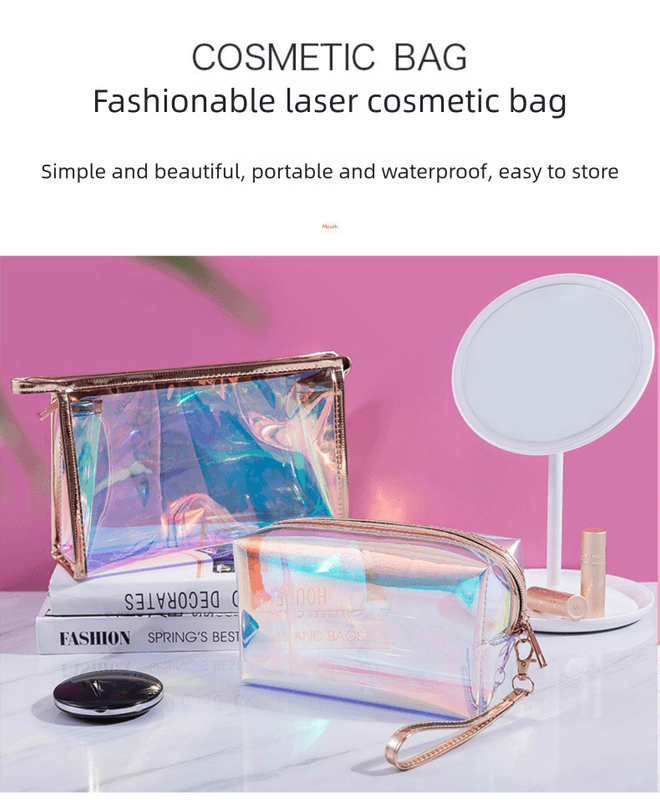 4-Piece Holographic Mini Coin Purses - Iridescent TPU Keyring Pouch