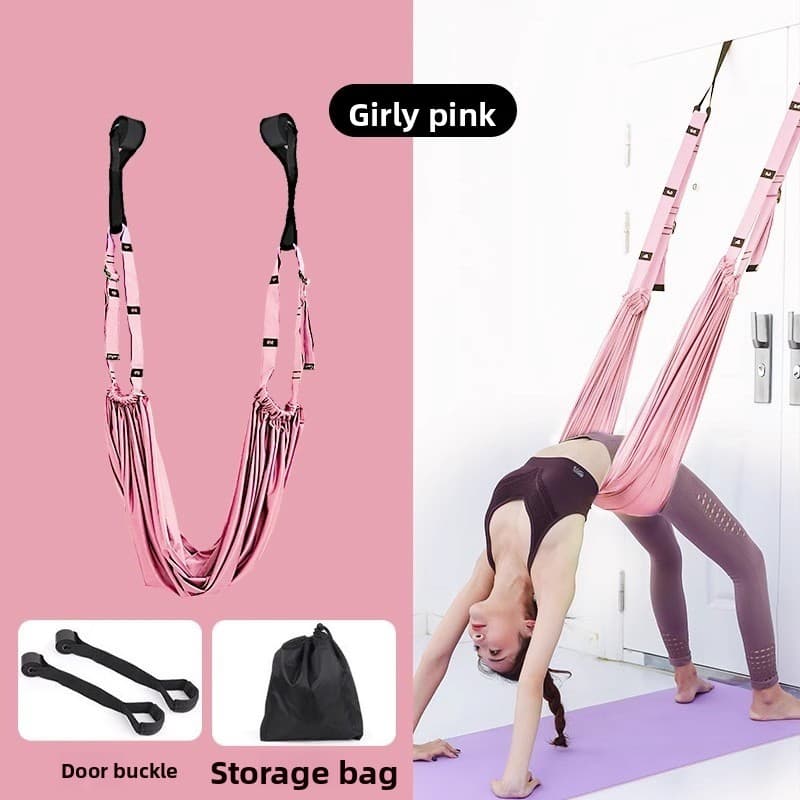 Pink Aerial Yoga Door Hanging Strap for Home Workouts - Pink Strap