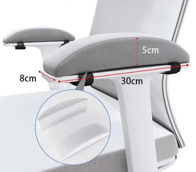 1-Pair of Memory Foam Chair Armrest Pads - Ergonomic Elbow Support - Grey