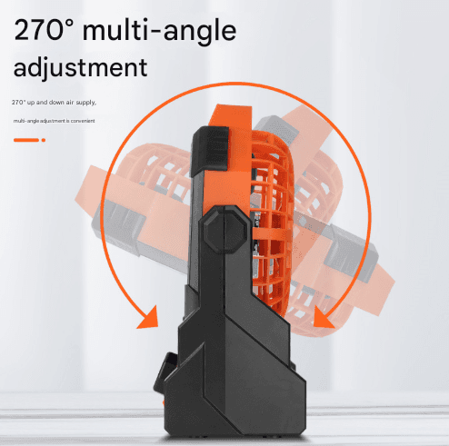 Black-orange Portable USB Camping Fan with 7800mAh Battery and 3-Mode LED