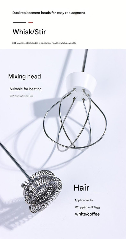 Green USB Rechargeable Milk Frother - 3-Speed Handheld Electric Whisk