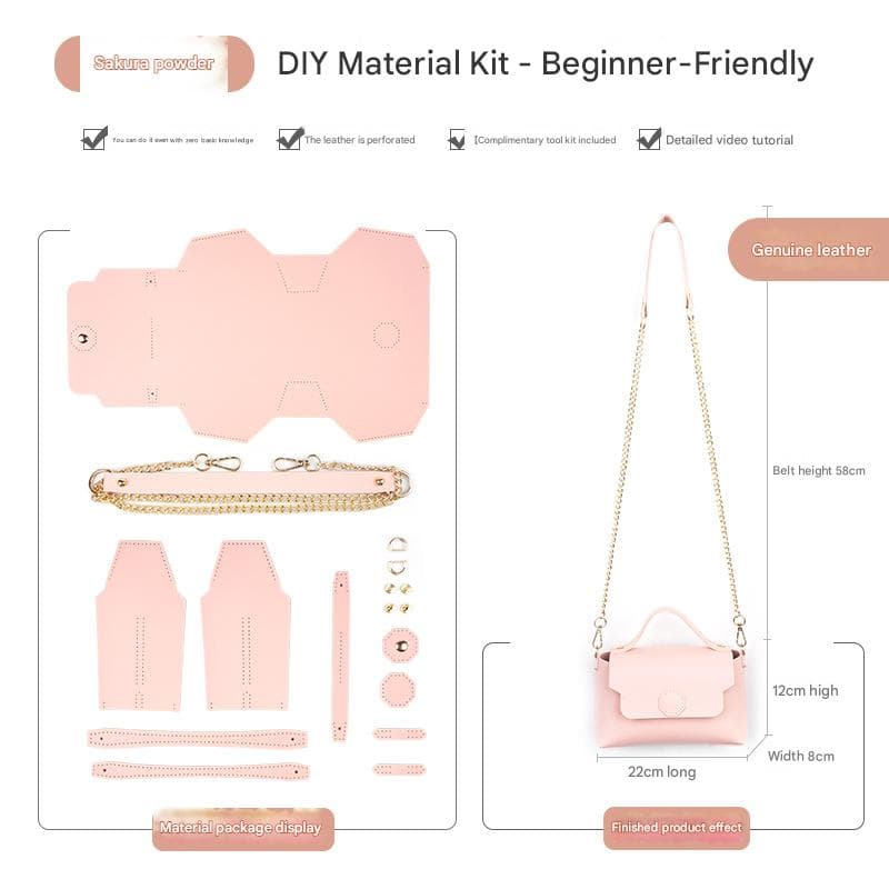 Pink Leather Bag DIY Kit - Geometric Shoulder Bag Making Material Set