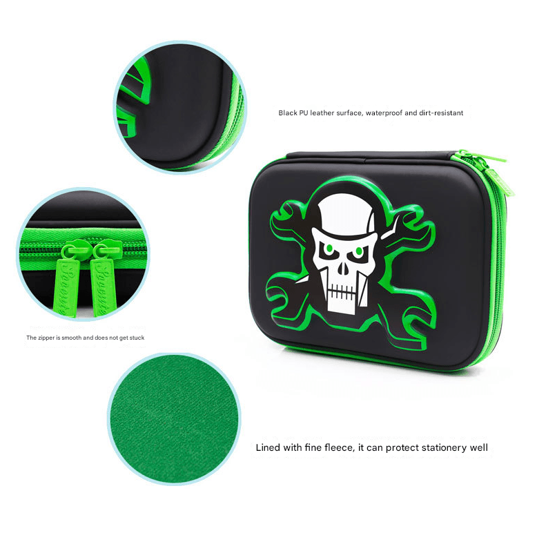 Green 3D Mosaic EVA Hard Shell Pencil Case - Large Capacity Cartoon