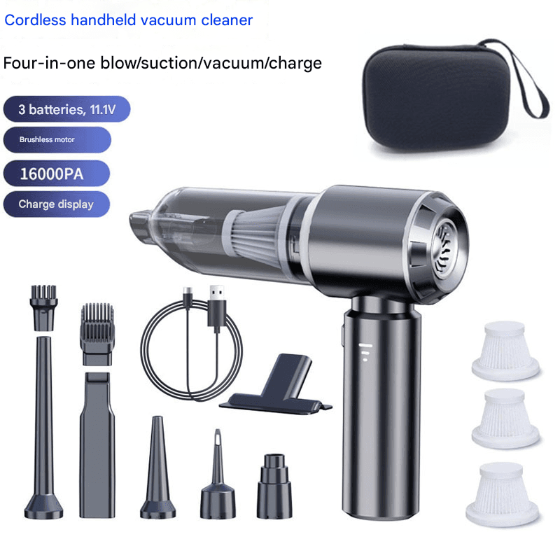 Gun Black Wireless Handheld Vacuum Cleaner with Blow, Suck, Inflate