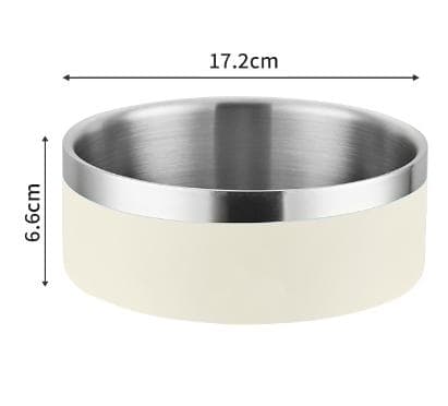 Beige and Silver 304 Stainless Steel Pet Bowl (32oz) - Beige And 32oz