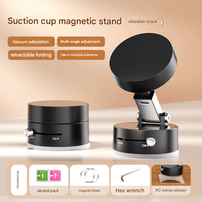 Black Multi-Functional Vacuum Suction Cup Stand - Foldable, Extendable