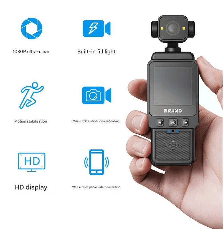 Compact Body Camera with 180° Rotatable Lens, Night Vision, WiFi - Black+32G